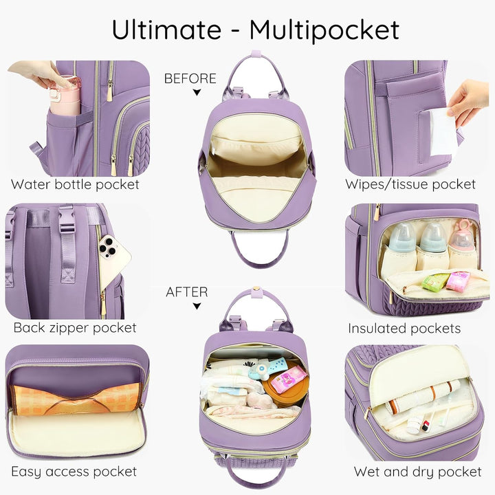 AIJIEKE Wickeltasche Rucksack, multifunktionale, wasserdichte Wickeltasche, Reiseutensilien, Babytas
