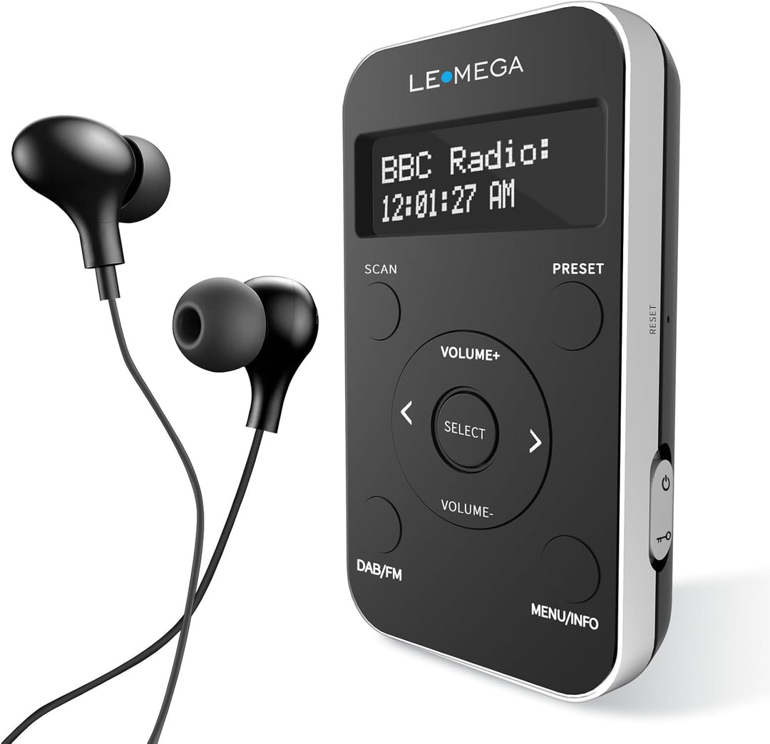 LEMEGA PR1L Taschen-DAB-Radio, FM-Radio, tragbares DAB+-Radio, inkl. Kopfhörer, wiederaufladbare Bat