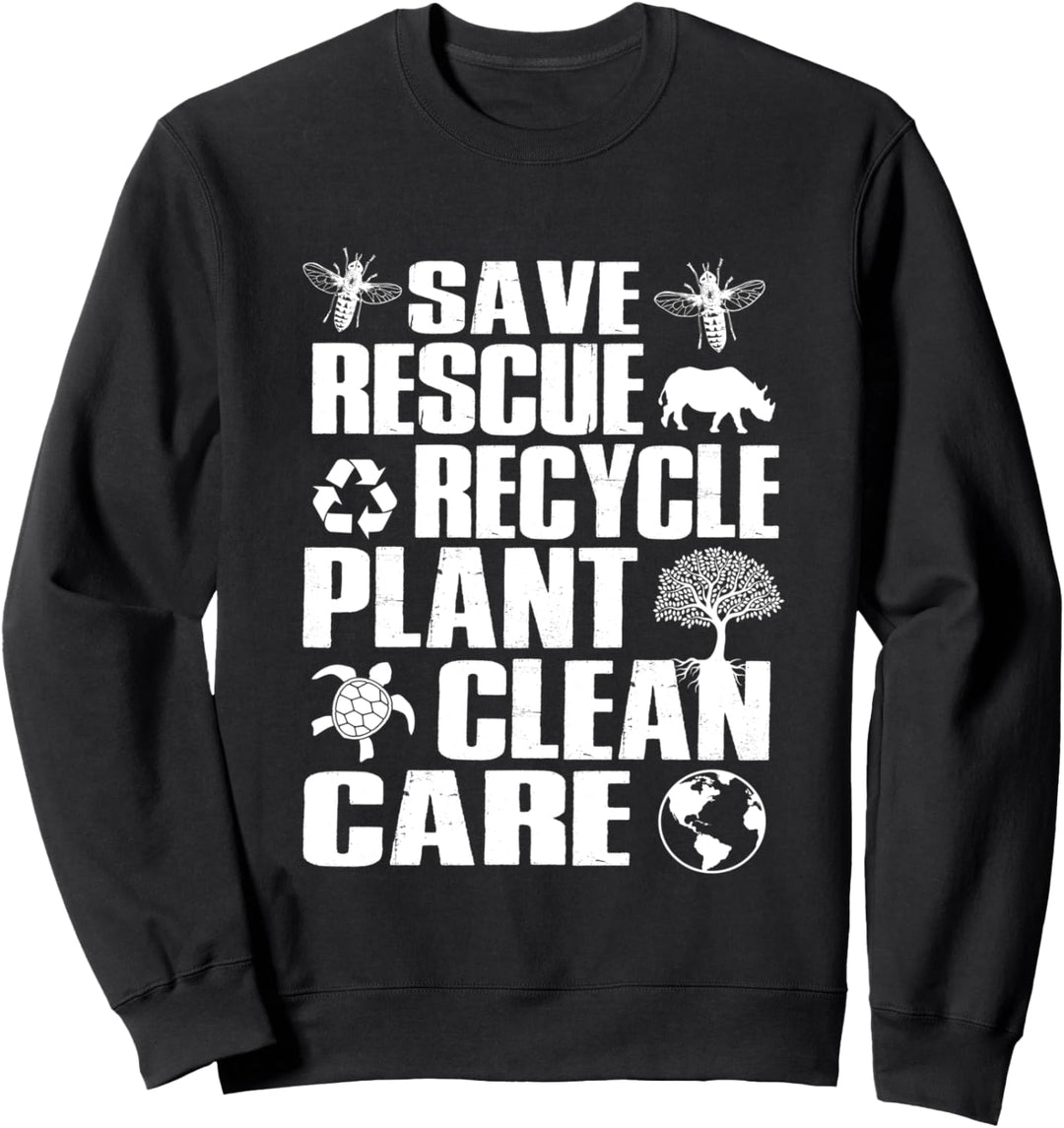 Save Bees Rescue Animals Recycle Plastict Earth Day Sweatshirt
