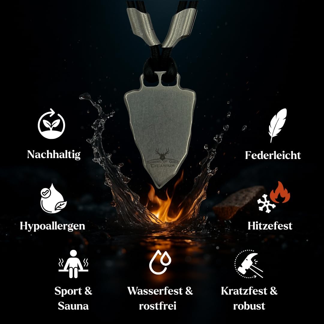 Element of Gods Titan Faustkeil Baden Wappen Anhänger Herrenschmuck mit Lederband in schwarz