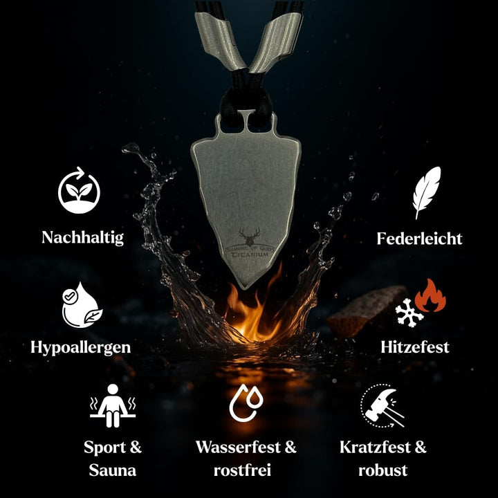 Element of Gods Titan Faustkeil Baden Wappen Anhänger Herrenschmuck mit Lederband in schwarz