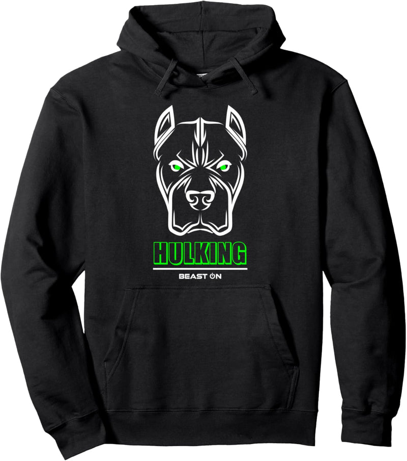 Bulldogge Kopf Hulking Grün Gym Workout Fitness Training Pullover Hoodie