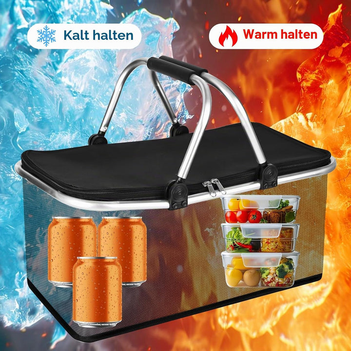 Einkaufskorb faltbar 30L Familie Einkaufstasche Tragekorb Gross Picknickkorb Klappkorb Reisetasche P