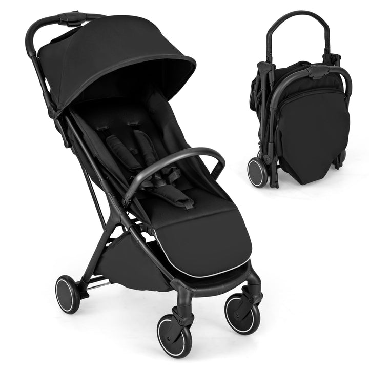 FANTASK Kinderwagen klappbar, Kinderbuggy mit verstellbarem Sonnendach, 5-Punkt-Sicherheitsgurt, Rei