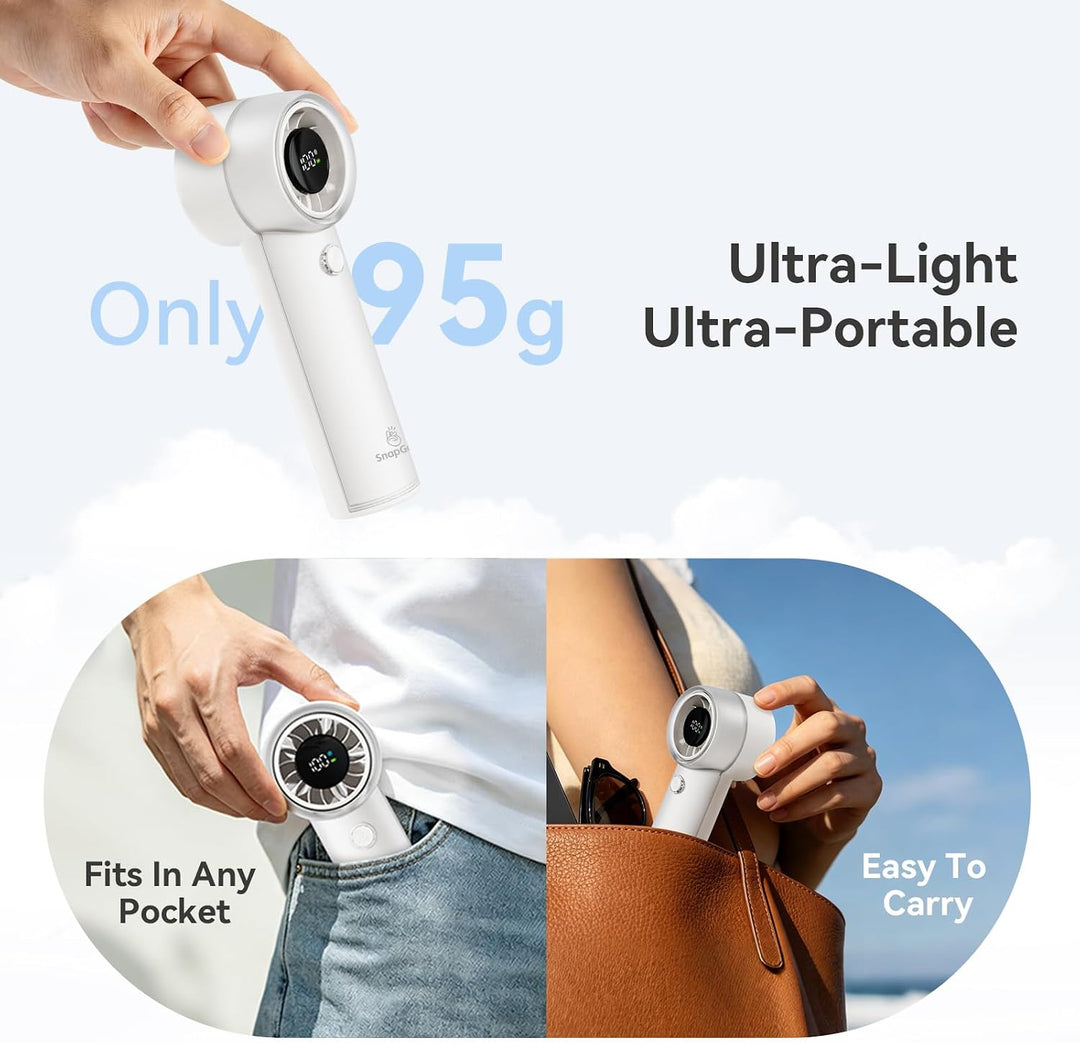 Snapgear Ultraleichter, tragbarer Taschenventilator (95 g), leiser Handventilator, 15.000 U/min Turb