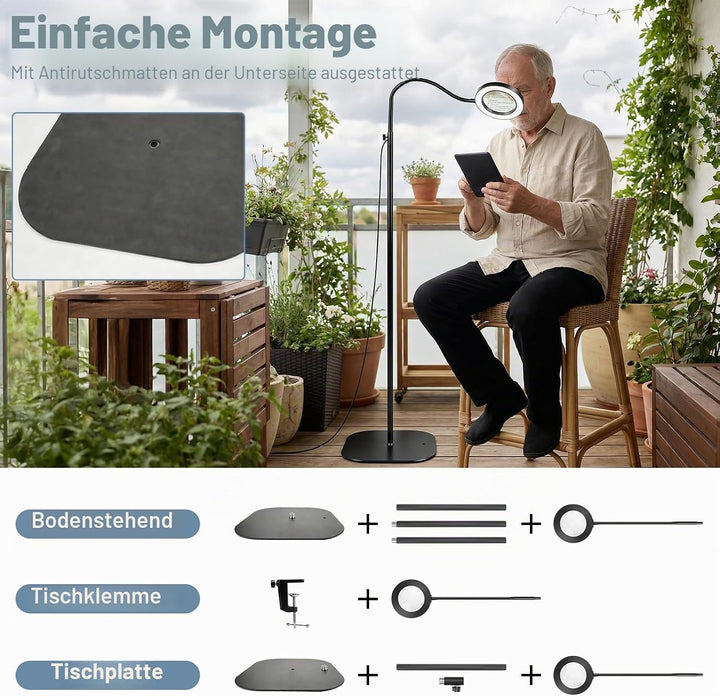 Lupe mit licht und ständer, 10x Standlupe mit Beleuchtung und Stativ, 3-in-1-Standlupe, 3 Farben Mod