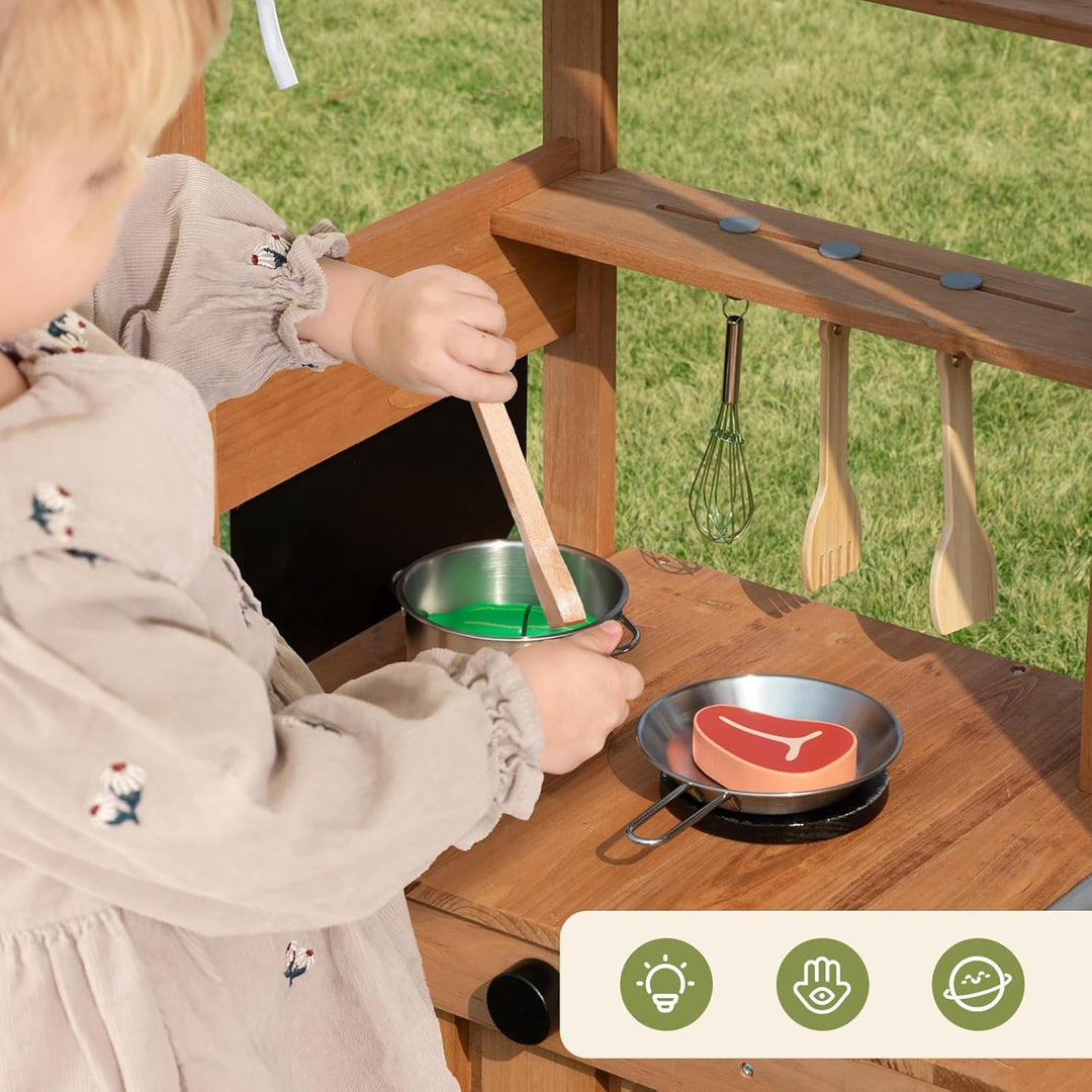 OOOK Matschküche Kinder Outdoor, Outdoor Küche Kinder mit Wasseranschluss, Spielzeug ab 3 Jahre mit