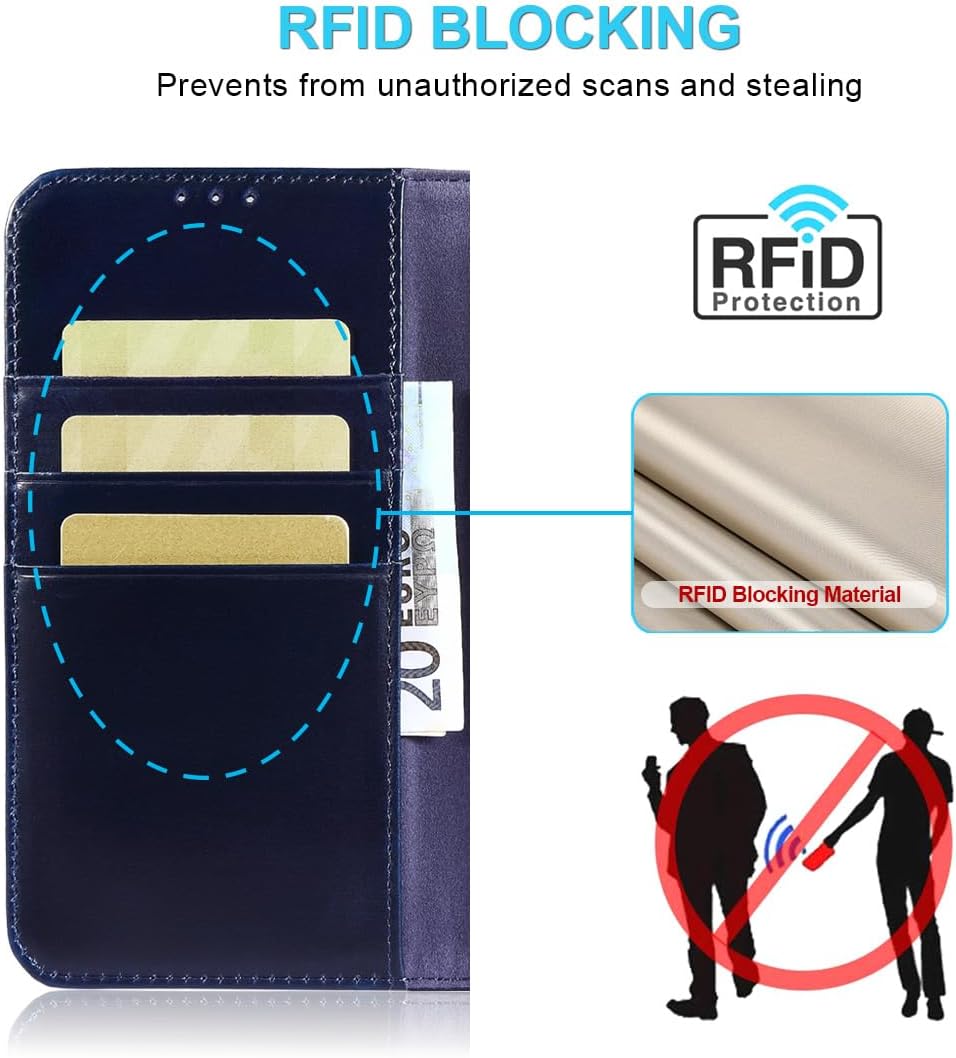 LENSUN Echtleder Handyhülle für iPhone 11, Hülle [Echtes Leder][Standfunktion][Kartenfächer] Handyta