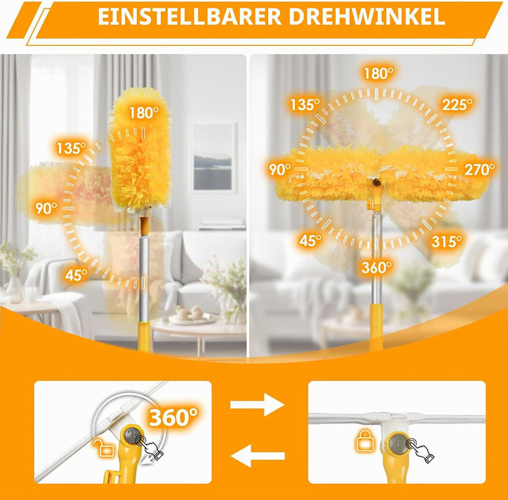 NEWE Staubmagnet Nachfüllpack 20 Stück + 1 Aluminium Lang Ausziehbar Grif für Swiffer Duster, 360 Gr