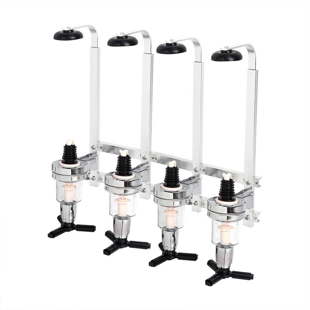 Ejoyous 4 Flaschen Flaschenhalter, Wandmontage Flaschendosierer Wandspender Bar Dispenser Getränkesp