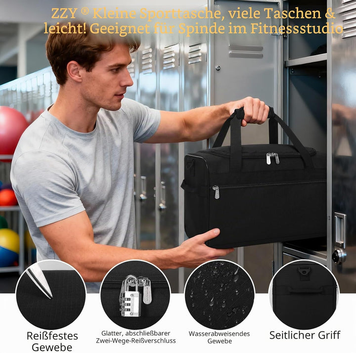 ZZY 20L Sporttasche Klein, Trainingstasche Gym Bag 40x20x25cm, Kleine Fitnesstasche & Weekender für