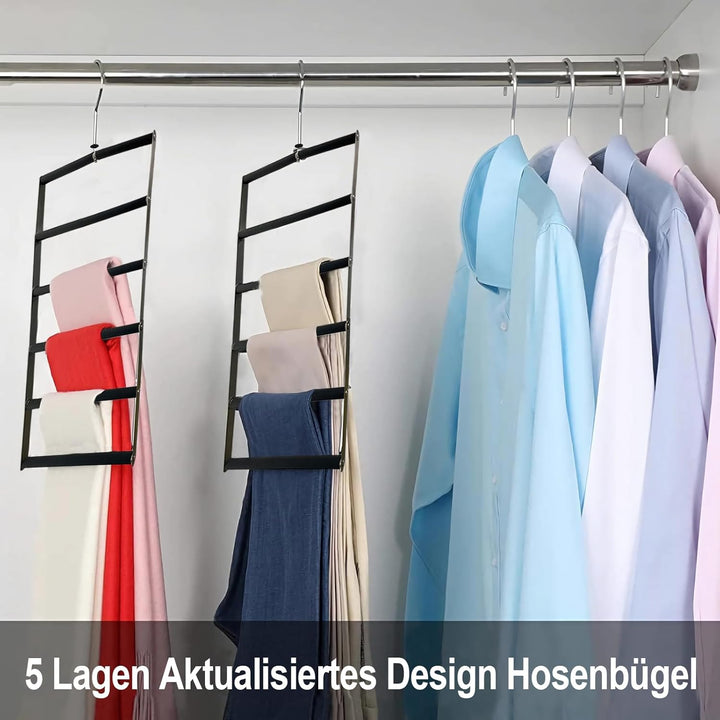 Loputon Hosenbügel, 2 Stück Hosenbügel Platzsparend, Faltbare rutschfest Hosenständer aus Edelstahl,