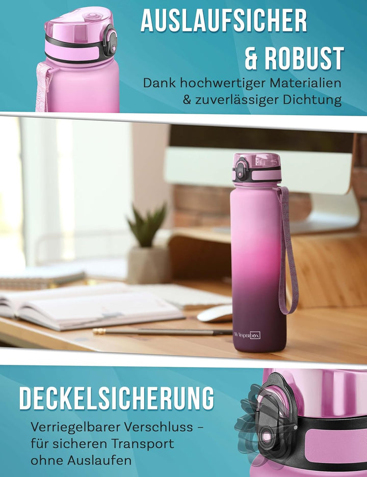My Vesperbox – Minny - Kinder Trinkflasche auslaufsicher – 750ml – mit Strohhalm oder Sieb - BPA fre