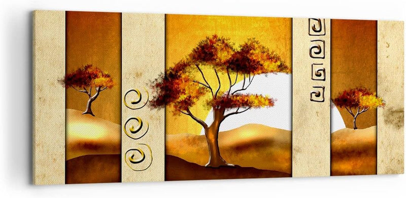 Wandbilder Dekoration Wohnzimmer Modern baum savanne wüste Panorama Bilder auf Leinwand 120x50cm Lei