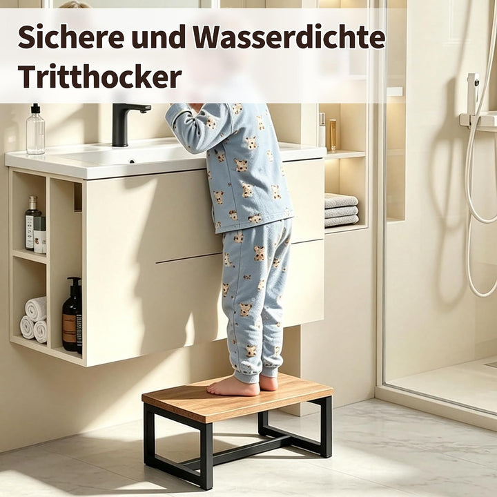 rloao Tritthocker Erwachsene Holz, 40x30x15cm Metallrahmen Holztritt Massiv | Trittschemel Erwachsen