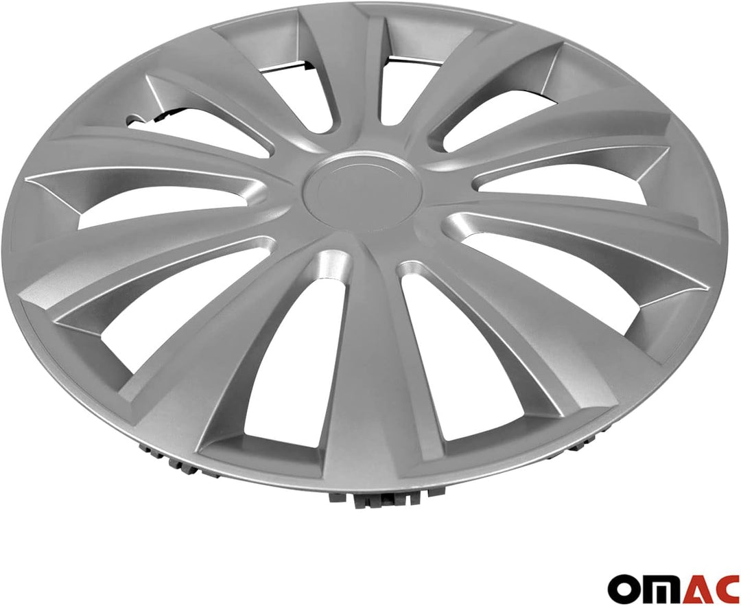 OMAC - ABS Silber Radkappen 40.6 cm 4er Set, Tapas para Rines 16, Premium Radabdeckungen 16 Zoll, R1