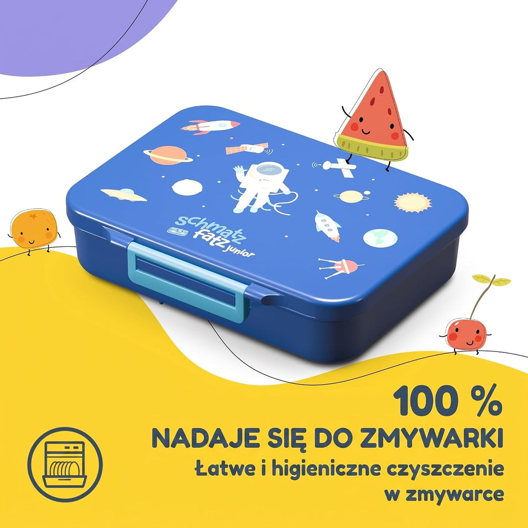 schmatzfatz Lunchbox, Unterteilte Brotdose Kinder, Lunchbox mit Fächern, Bunte Bento-Box für Schule