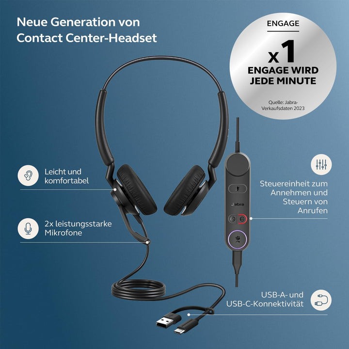Jabra Engage 40 USB C/A Inline Link MS Stereo