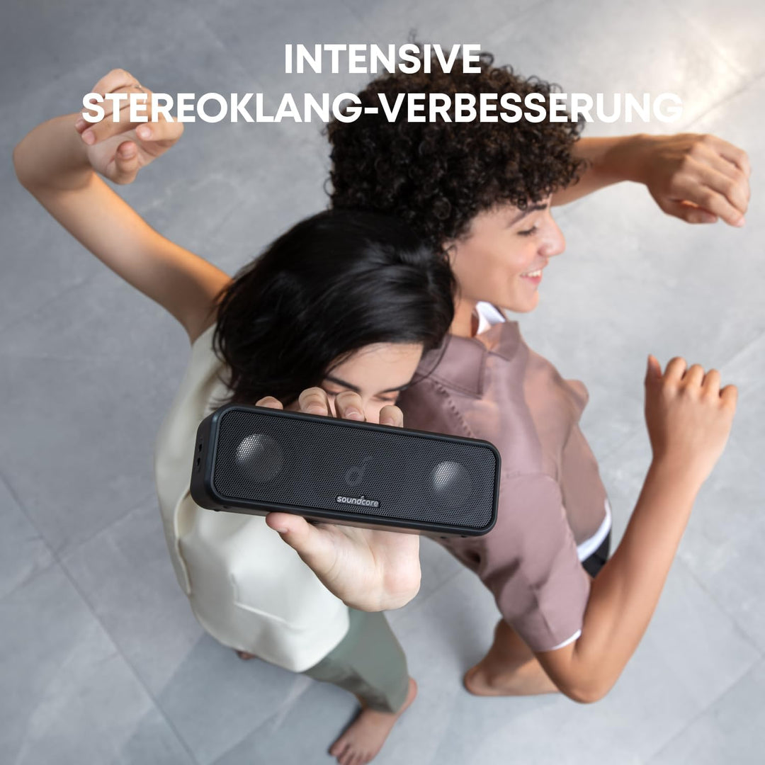 Soundcore 3 Bluetooth Lautsprecher, Stereo-Sound, Audiotreiber mit Titan-Membran, PartyCast, BassUp,