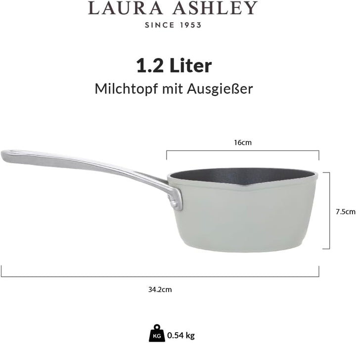 Laura Ashley 16cm Antihaft-Milchtopf mit Ausgiesser - 1,2 Litre Haltbarer PFOA/PFAS-Freier Milchtopf