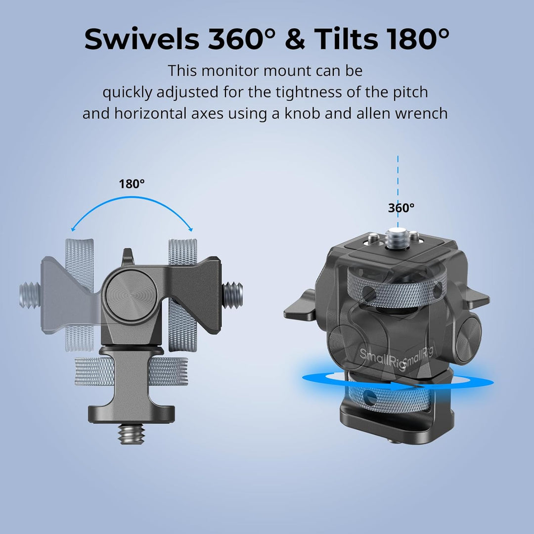 SMALLRIG verstellbare Kameramonitorhalterung, 360° schwenkbar und 180° neigbar, mit 1/4"-20 Schraube