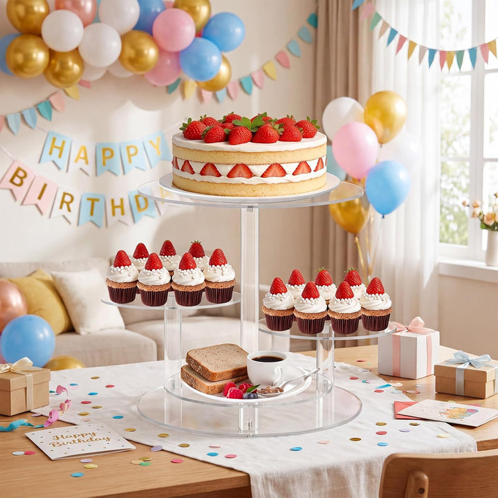 4 Etagen Acryl Cupcake Ständer, Kombination Kuchenständer für Desserts, Donuts, Kekse, Hochzeit & Ge