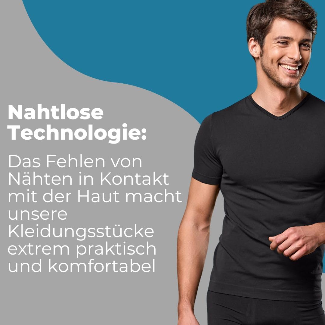 FOCENZA T-Shirt für Herren mit V-Ausschnitt, Unterwäsche aus weicher elastischer und bequemer Mikrof