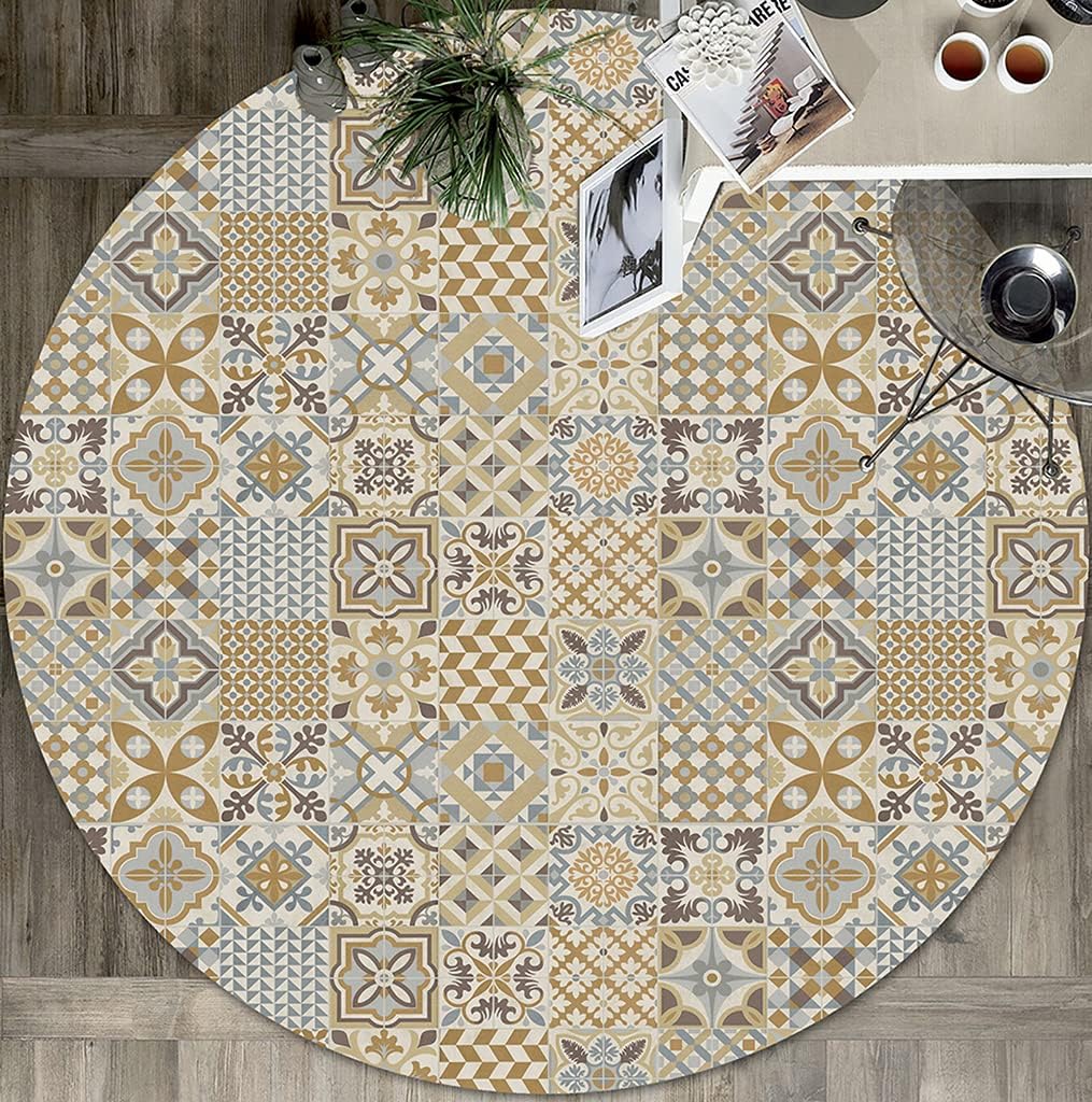 Vilber, Toledo Vinyl-Teppich, rund, Farbe 04, Durchmesser 155 cm 155 cm diámetro Braun /Beige - 04,