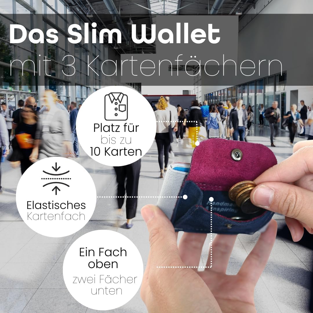MakakaOnTheRun Slim Wallet Kartenetui mit Münzfach, Kartenhalter, Kreditkartenetui, Slim Wallet, Gel