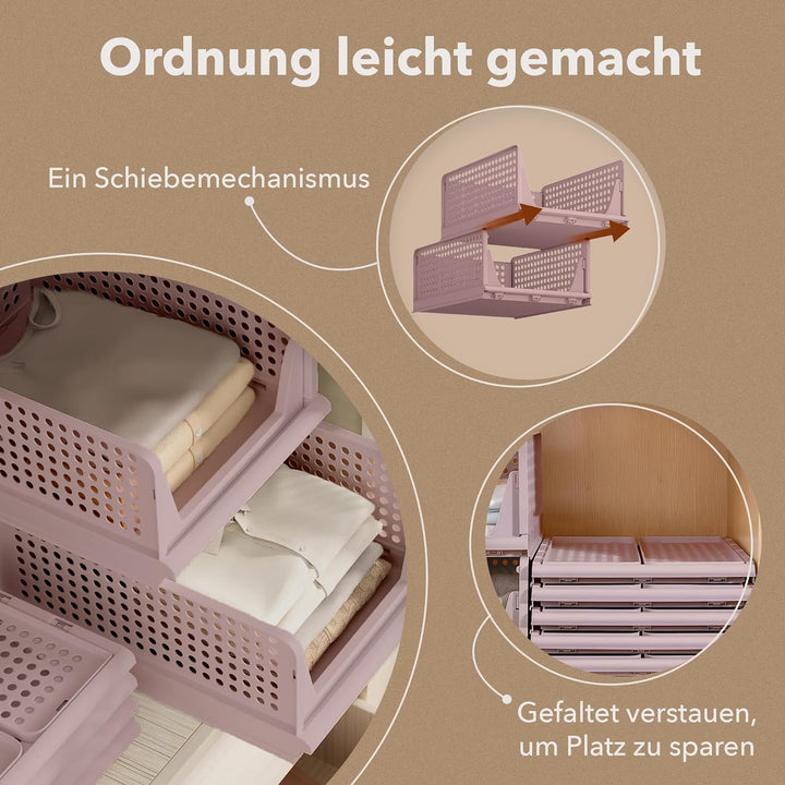 Schrank Organizer 3er Set (Faltbar & Stapelbar) – Kleiderschrank Organizer Boxen, platzsparende Aufb