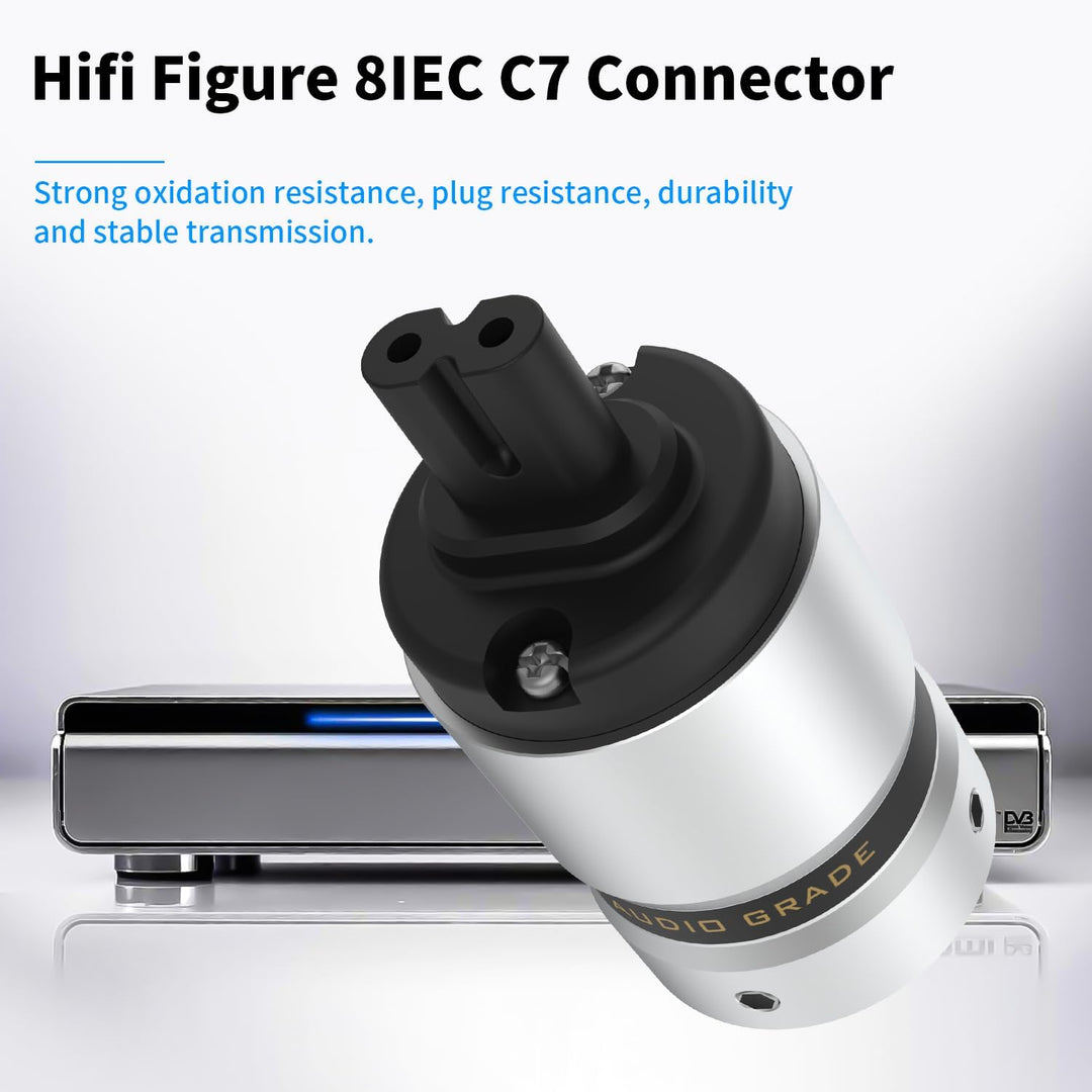 Brollitest Figur 8 IEC C7 AC Netzstecker Buchse Stecker Aluminium Netzstecker (Rhodium Plated) Für H