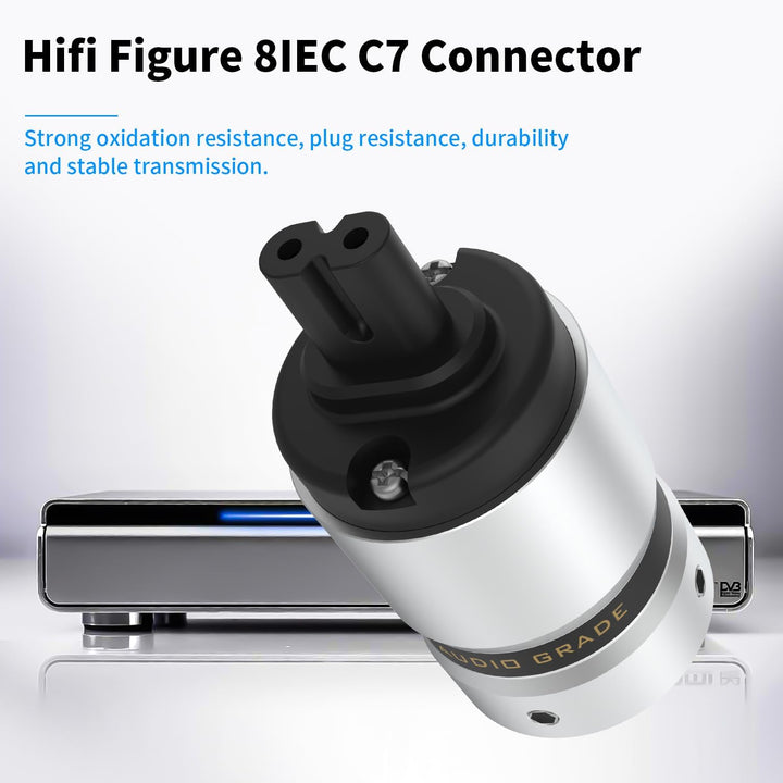 Brollitest Figur 8 IEC C7 AC Netzstecker Buchse Stecker Aluminium Netzstecker (Rhodium Plated) Für H