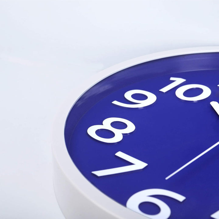 Lafocuse 3D Ziffern Lautlos Wanduhr Blau, Modern Wanduhr 30cm Leicht zu Lesen, Ohne Ticken Geräuschl