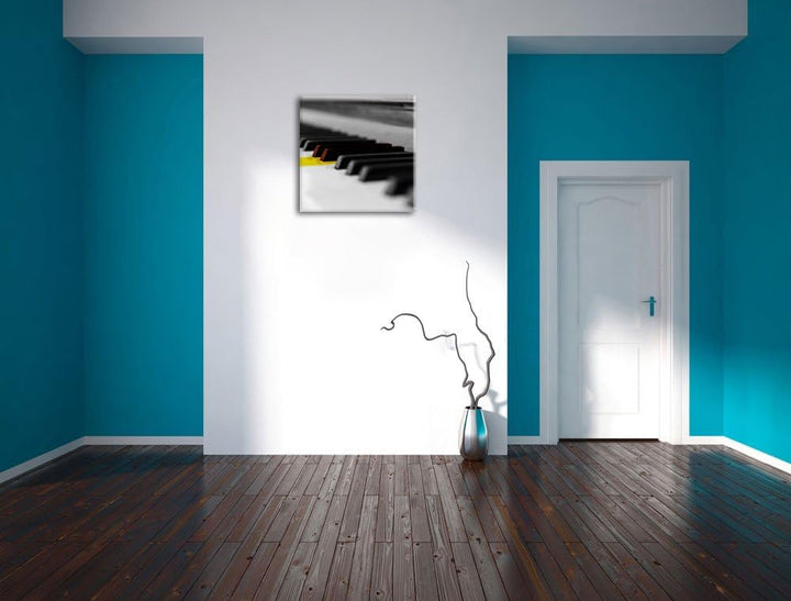 Pixxprint schönes Klavier mit gelben Tasten als Leinwandbild/Grösse: 70x70 cm/Wandbild/Kunstdruck/fe