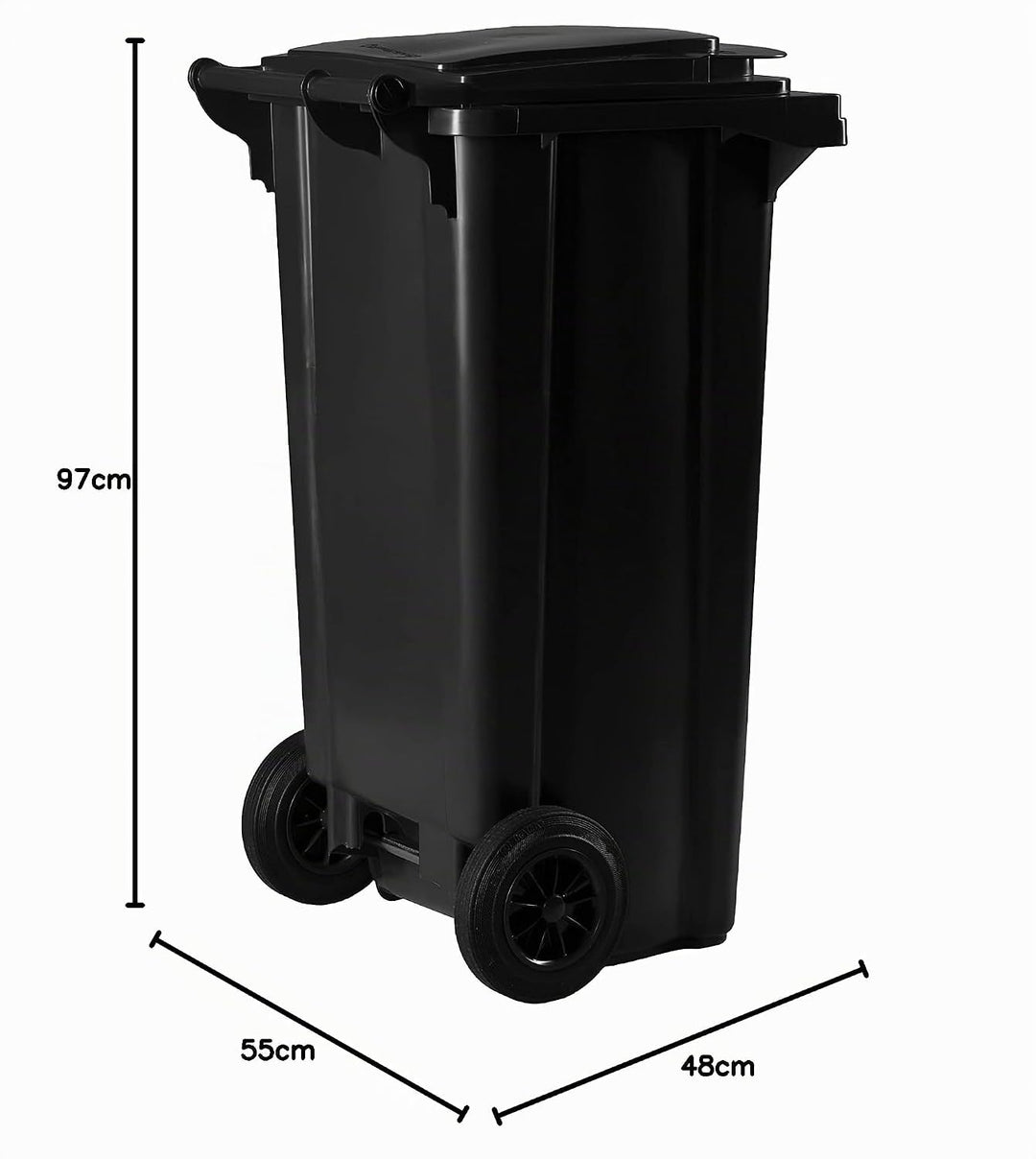 Hardwex Mülltonne mit 2 Rädern und Deckel, Müllgrossbehälter, Abfalltonne, Mülleimer, Volumen: 120 L