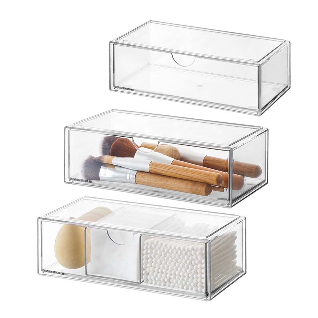 Badezimmer Organizer Mini mit Schubladen 3 Set, aus Acrylic stapelbar Transparent,für Kommode Wascht