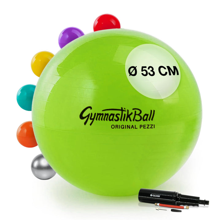 PEZZI Original Gymnastik Ball Plus Pumpe Sitz Therapie Pilates 53cm Apfelgrün, 53cm Apfelgrün