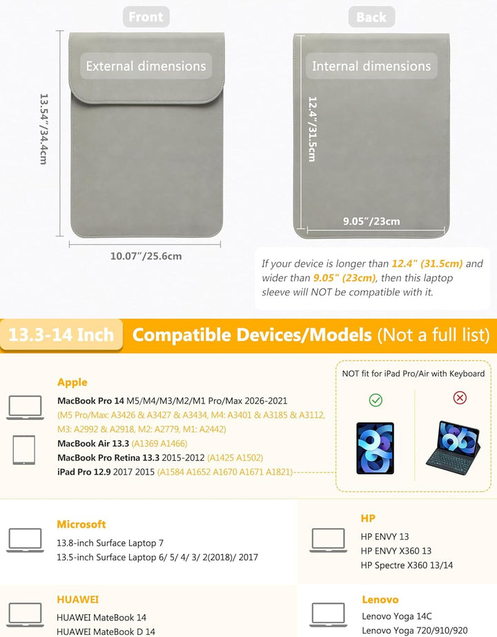 HYZUO 13,3-14 Zoll Laptophülle für MacBook Pro 14 M5/M4/M3/M2/M1 Pro/Max 2026-2021, 13,3" MacBook Ai