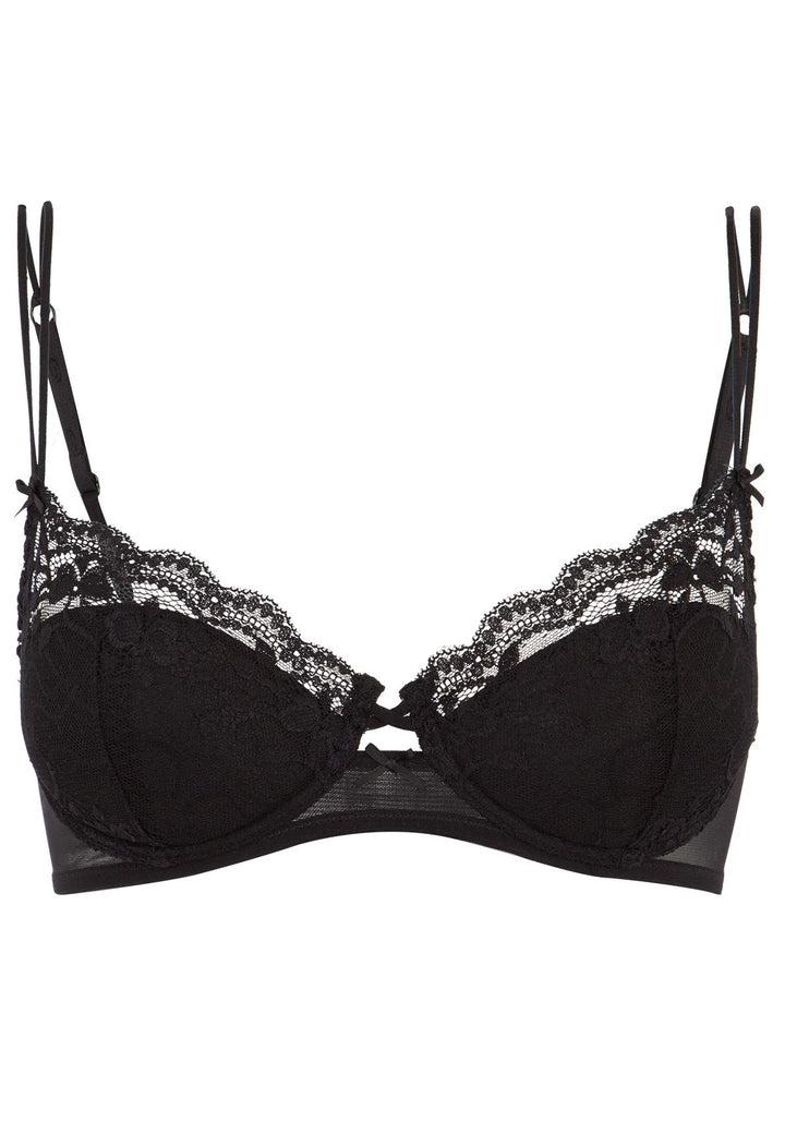 s.Oliver Damen Push-up-BH mit zarter, transparenter Spitze 75A Schwarz, 75A Schwarz