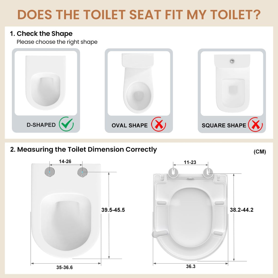 Toilettendeckel mit Absenkautomatik, WC Sitz D Form, Klodeckel Weiss, Klobrille Duroplast, Toiletten
