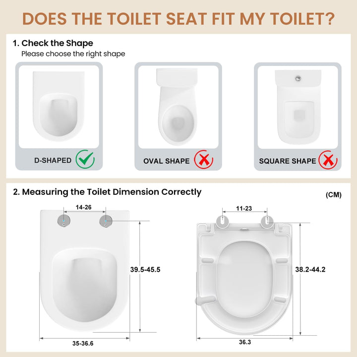 Toilettendeckel mit Absenkautomatik, WC Sitz D Form, Klodeckel Weiss, Klobrille Duroplast, Toiletten
