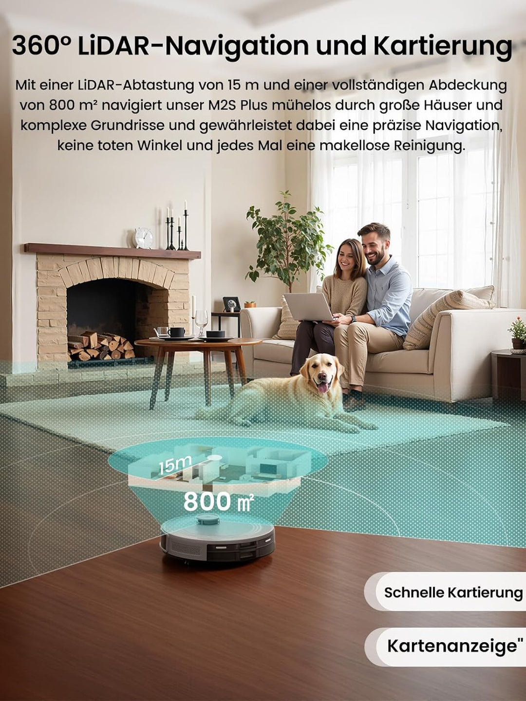 LEFANT M2S Plus Staubsauger Roboter mit Station, 10.000 Pa, automatischer Staubsauger, Vermeidung vo