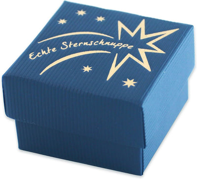 Echte Sternschnuppe in Geschenkbox mit Widmung zur Geburt - Meteorit mit Echtheitszertifikat und Tau