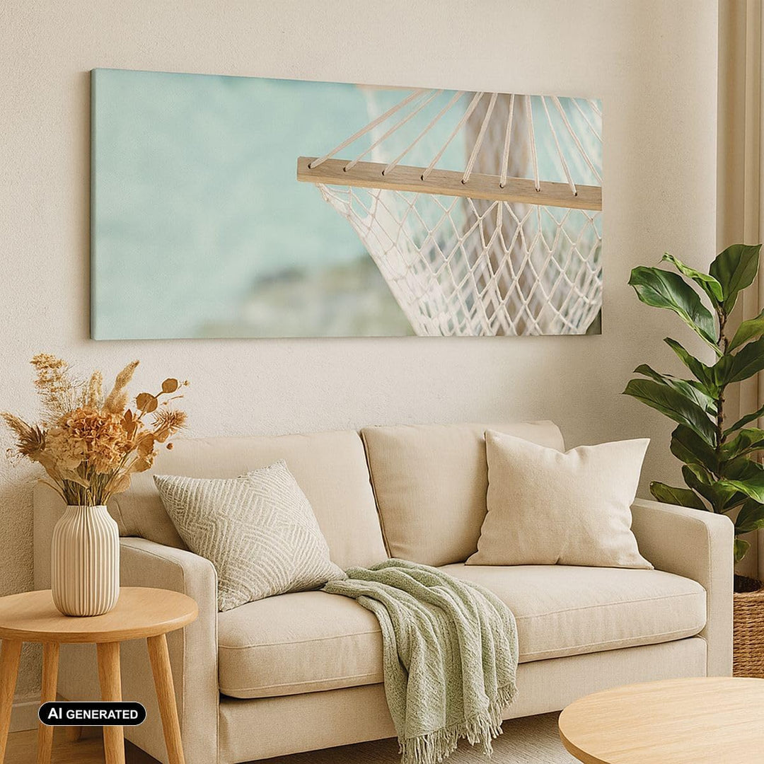 Panorama Bilder auf Leinwand 100x40cm Leinwandbild Reise hängematte tropisch strand Gross Wanddeko B