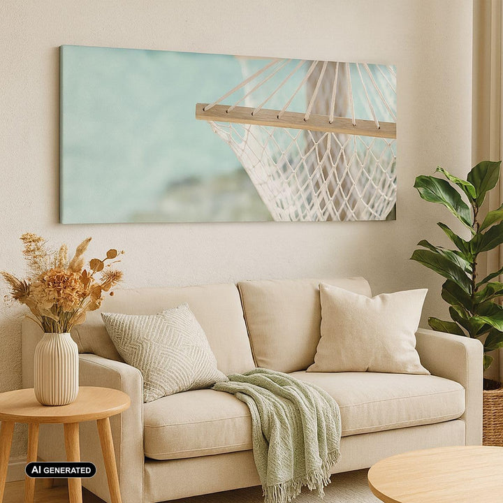Panorama Bilder auf Leinwand 100x40cm Leinwandbild Reise hängematte tropisch strand Gross Wanddeko B