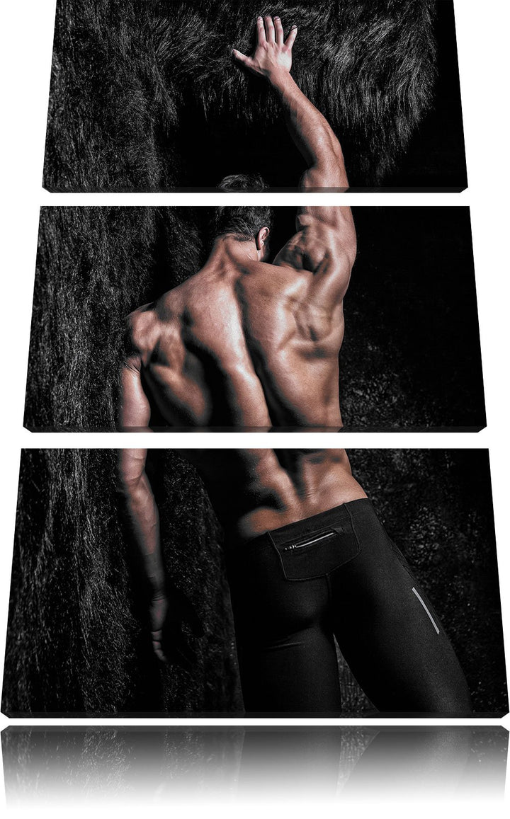 Pixxprint Muskulöser sexy Mann als Leinwandbild/Grösse: 3 Teilig (120x80 cm) cm/Wandbild/Kunstdruck/