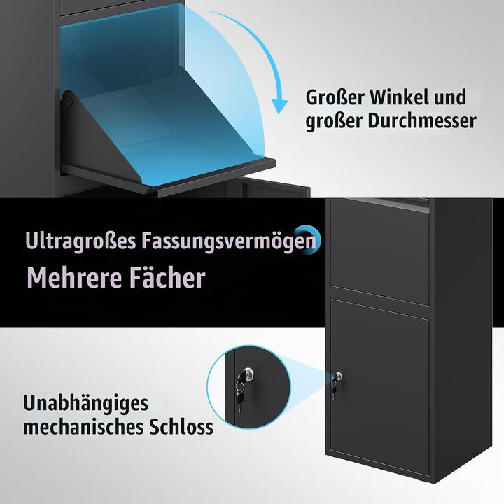 VEEHAUS Paketbriefkasten Gross Briefkasten Edelstahl Paketbox Draussen Gross XXL Und Postbox Für Pak