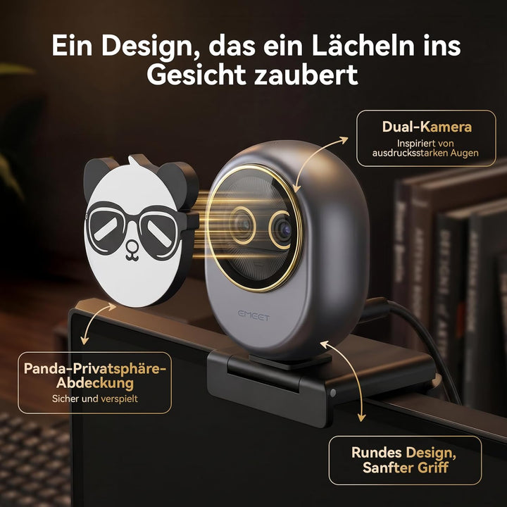 EMEET Piko Dual 4K Webcam mit Fernbedienung, Streaming Kamera mit Dual-Objektiv (Weitwinkel & Tele),
