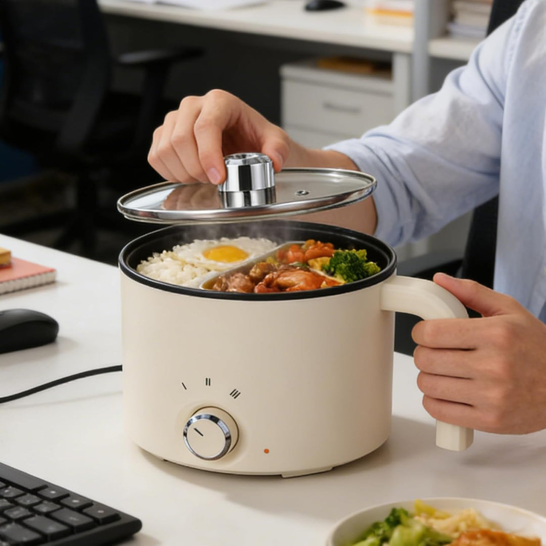 Personal Skillet - Dorm Electric Cooker, Mini Frying Pot with Nonstick, Rapid Heating Thermal Contro