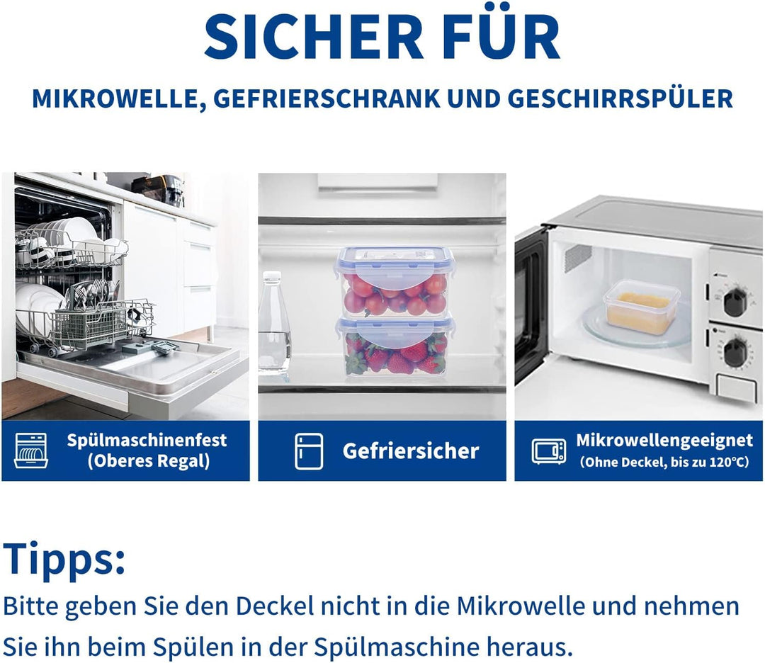 EASYLOCK 4PACK Kleine Dosen mit Deckel Plastik, Gefrierdosen 500ML, Meal Prep Boxen, Mikrowellengesc